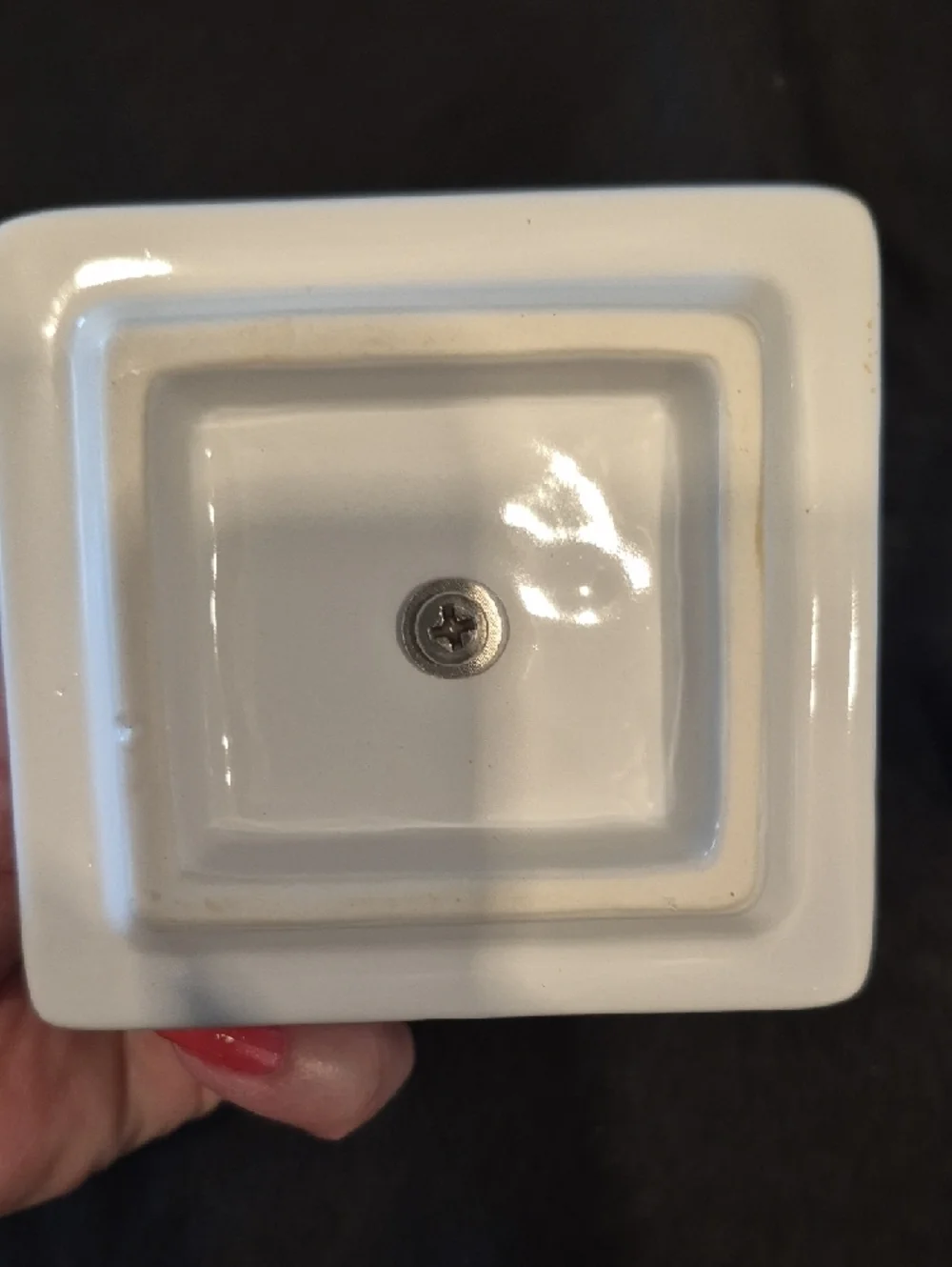 Mud Pie White Ceramic Tea Bag Caddy with Glass Knob 